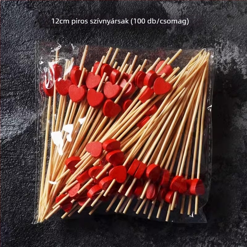 Egyszer használatos bambusz gyümölcsnyársak, 100 darab, modern minimalist stílus, vízpolírozott, prémium minőség