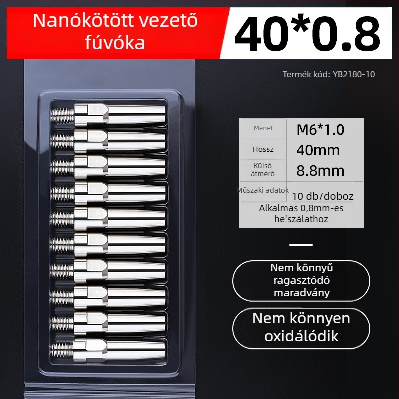 MIG hegesztés: elektroplatinált érintkezőcsúcs és réz fúvóka 1.0/1.2 mm, pneumatikus hajtás, forró levegő és infravörös sugárzás
