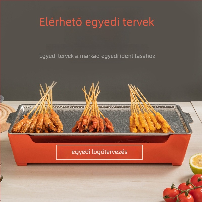 Barbecue hőtartó tűzhely, alumínium, négyszögletes forma, tapadásmentes felület, 1,2 kg