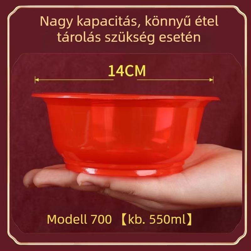 Vastagított egyszer használatos műanyag tál ünnepi díszítéssel, selyemvirág dekorációval ünnepi alkalmakkor — mikrohullámú sütőhöz nem alkalmas