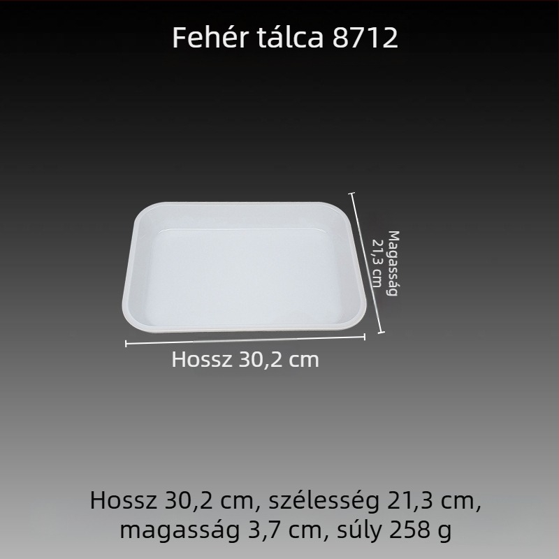Melamin téglalap alakú tálca mázas felülettel, nyomtatott logóval és testreszabási lehetőséggel.