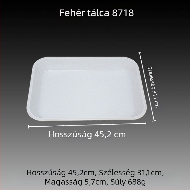 Melamin téglalap alakú tálca mázas felülettel, nyomtatott logóval és testreszabási lehetőséggel.