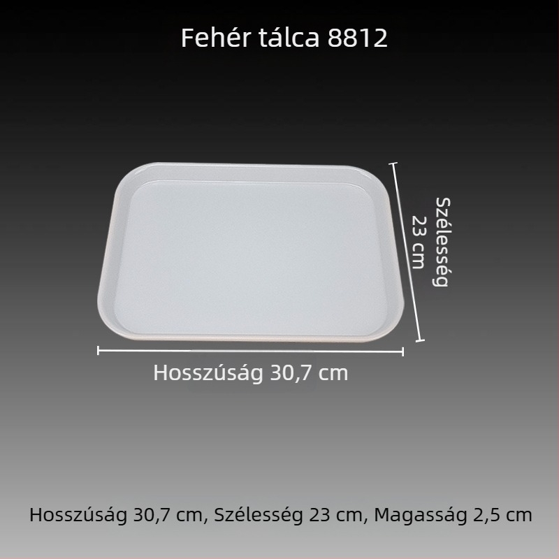 Melamin téglalap alakú tálca mázas felülettel, nyomtatott logóval és testreszabási lehetőséggel.