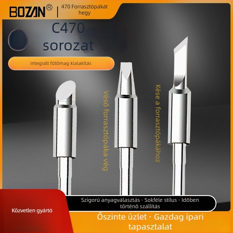 Bozan C470 forrasztócsúcs patkófejjel, integrált fűtőmaggal, nagy forrasztási ponttal, 500W
