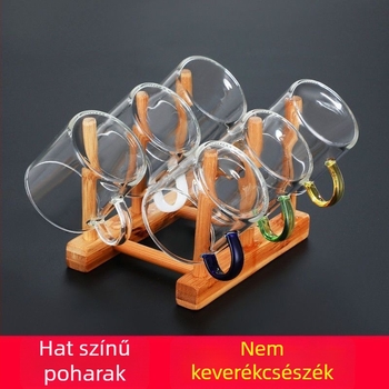Teáscsésze boroszilikát üvegből, kétrétegű, fogantyúval, kézműves kivitelezés, Yumo márka