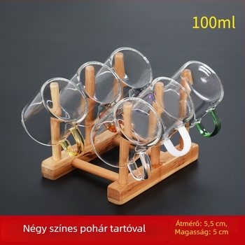 Teáscsésze boroszilikát üvegből, kétrétegű, fogantyúval, kézműves kivitelezés, Yumo márka