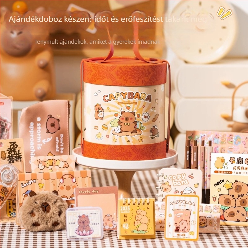 Kapibara irodaszerszett Hug Bucket dizájnnal – Pintu ajándékdoboz születésnapra és ballagásra