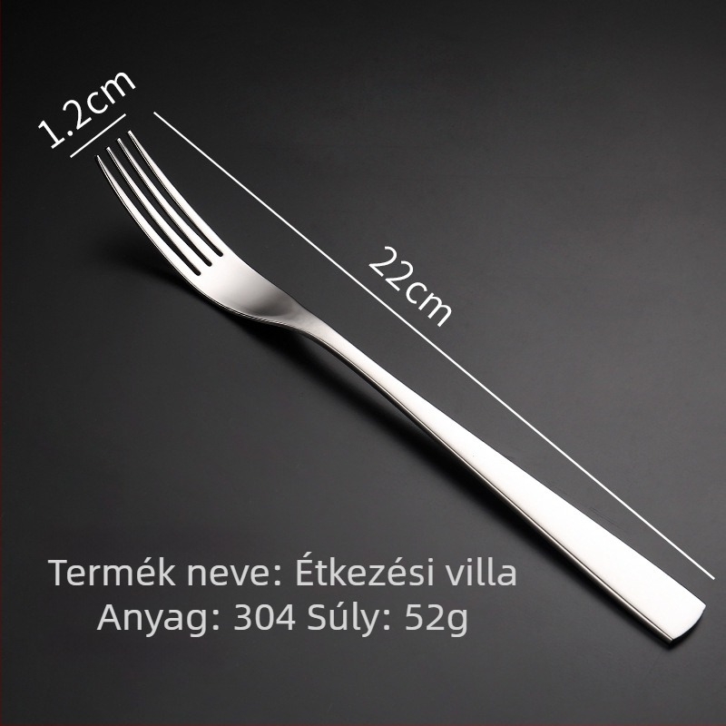 Steak kés, villa és kanál készlet 304 rozsdamentes acélból, tükörfényezés, modern stílus