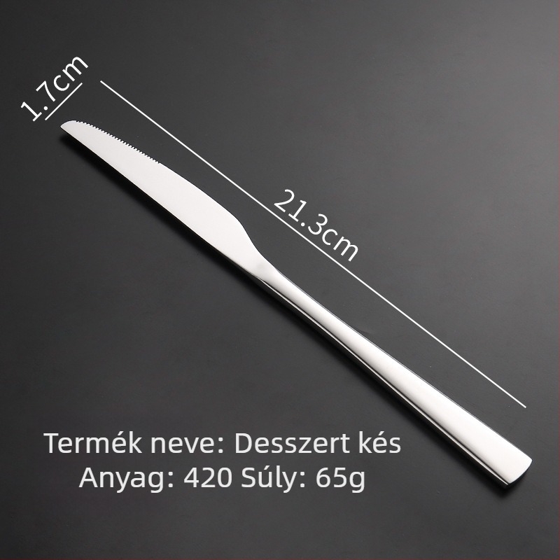 Steak kés, villa és kanál készlet 304 rozsdamentes acélból, tükörfényezés, modern stílus