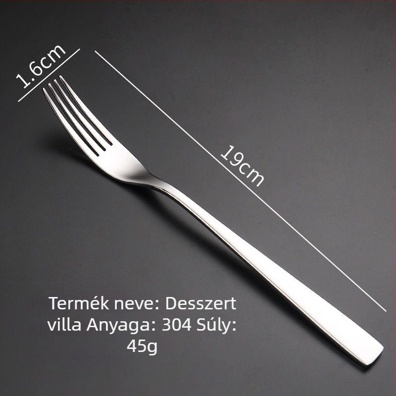 Steak kés, villa és kanál készlet 304 rozsdamentes acélból, tükörfényezés, modern stílus