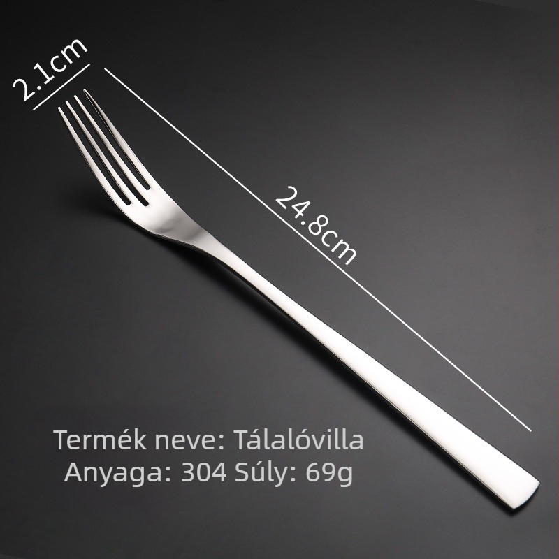 Steak kés, villa és kanál készlet 304 rozsdamentes acélból, tükörfényezés, modern stílus