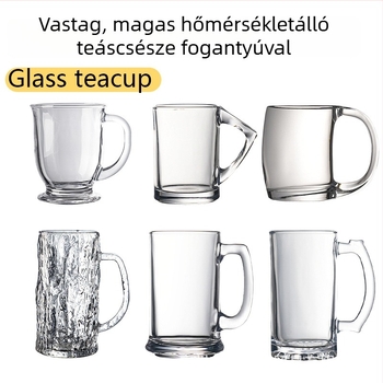 Üvegből készült teáscsésze, hőálló, szabálytalan alakú, hat darabos készlet, testreszabható