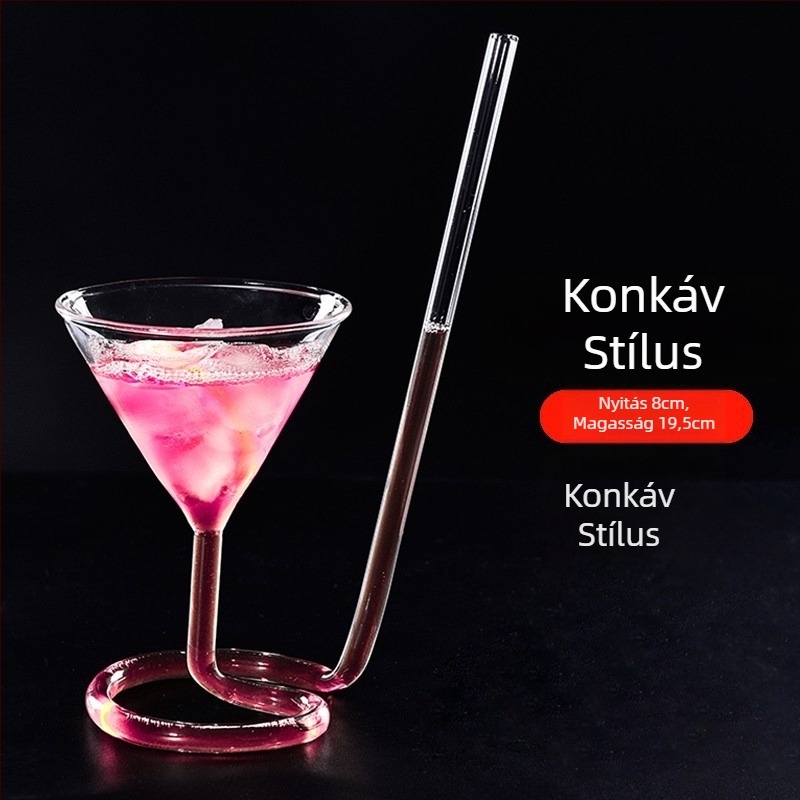 Kreatív vámpír dizájnnal rendelkező boros pohár, szűrő üveggel és szívószállal — hőálló üveg, kézi fúvott, egy rétegű