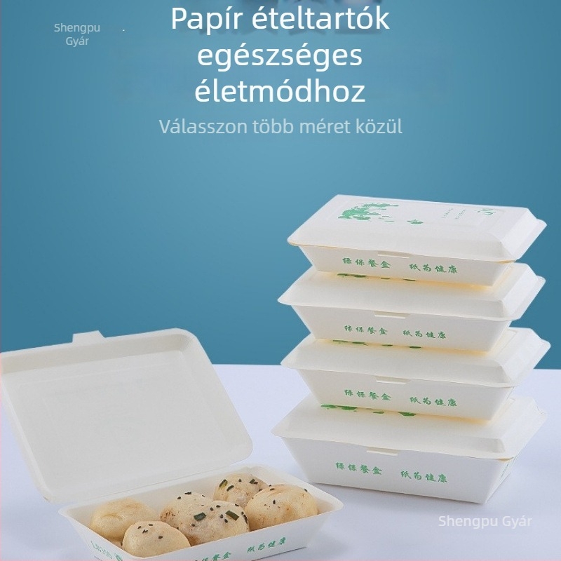 Egyszer használatos papírtálca ebédhez, téglalap alakú, olajálló, mikrohullámú sütőben nem használható