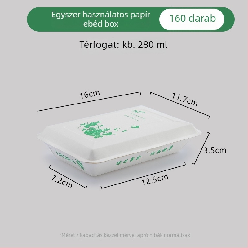 Egyszer használatos papírtálca ebédhez, téglalap alakú, olajálló, mikrohullámú sütőben nem használható