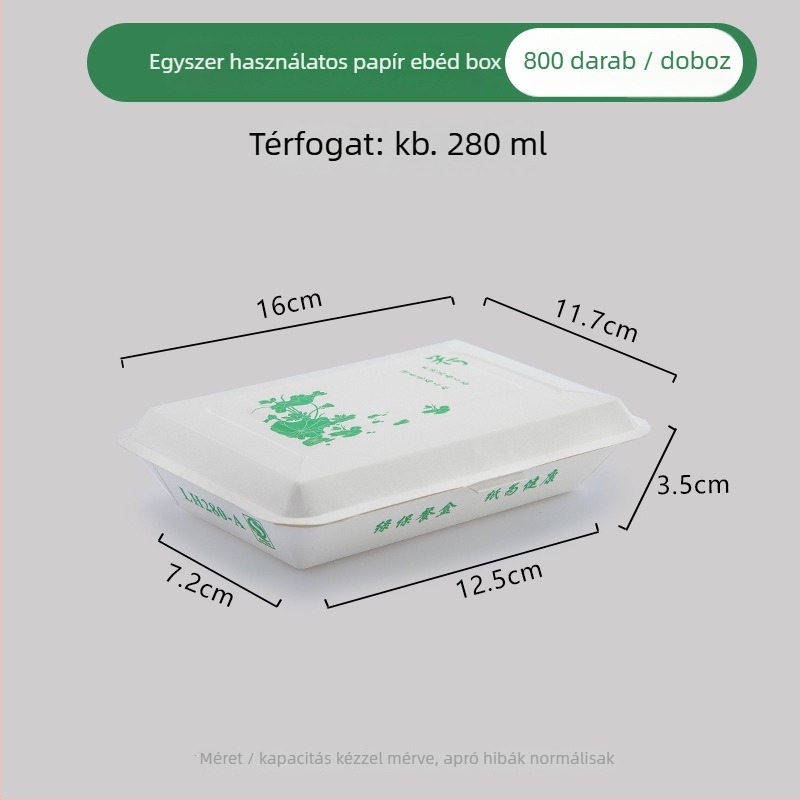 Egyszer használatos papírtálca ebédhez, téglalap alakú, olajálló, mikrohullámú sütőben nem használható