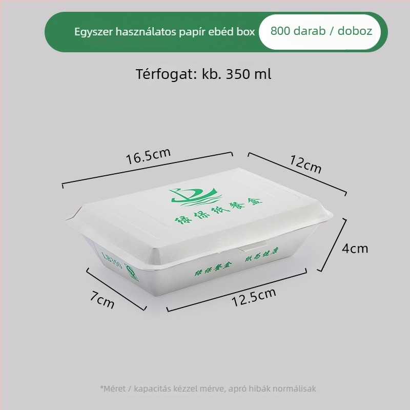 Egyszer használatos papírtálca ebédhez, téglalap alakú, olajálló, mikrohullámú sütőben nem használható