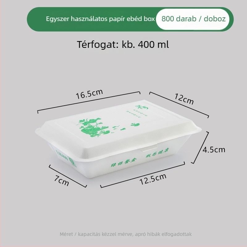Egyszer használatos papírtálca ebédhez, téglalap alakú, olajálló, mikrohullámú sütőben nem használható