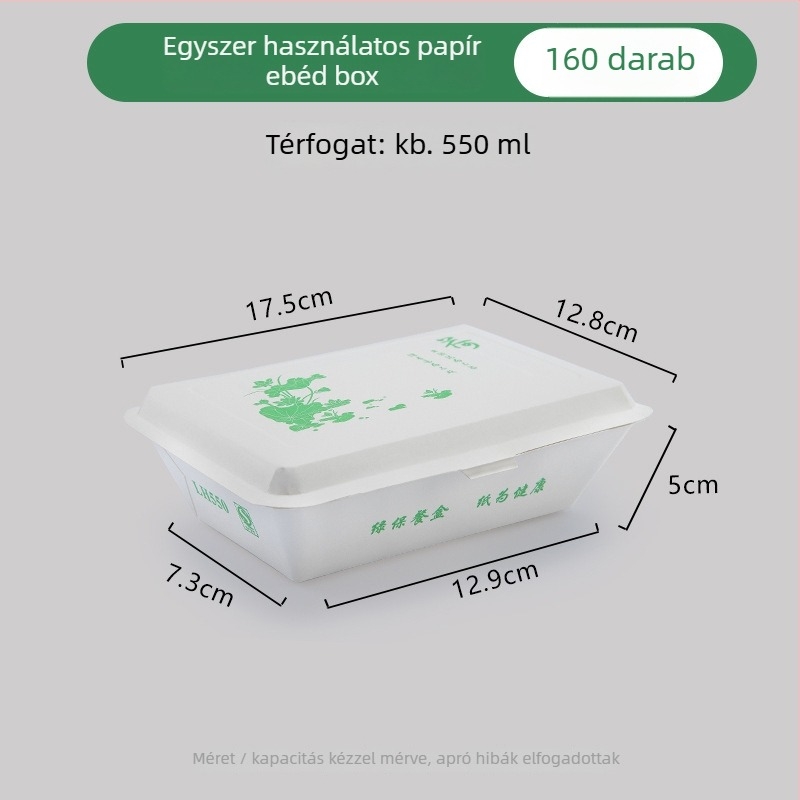 Egyszer használatos papírtálca ebédhez, téglalap alakú, olajálló, mikrohullámú sütőben nem használható