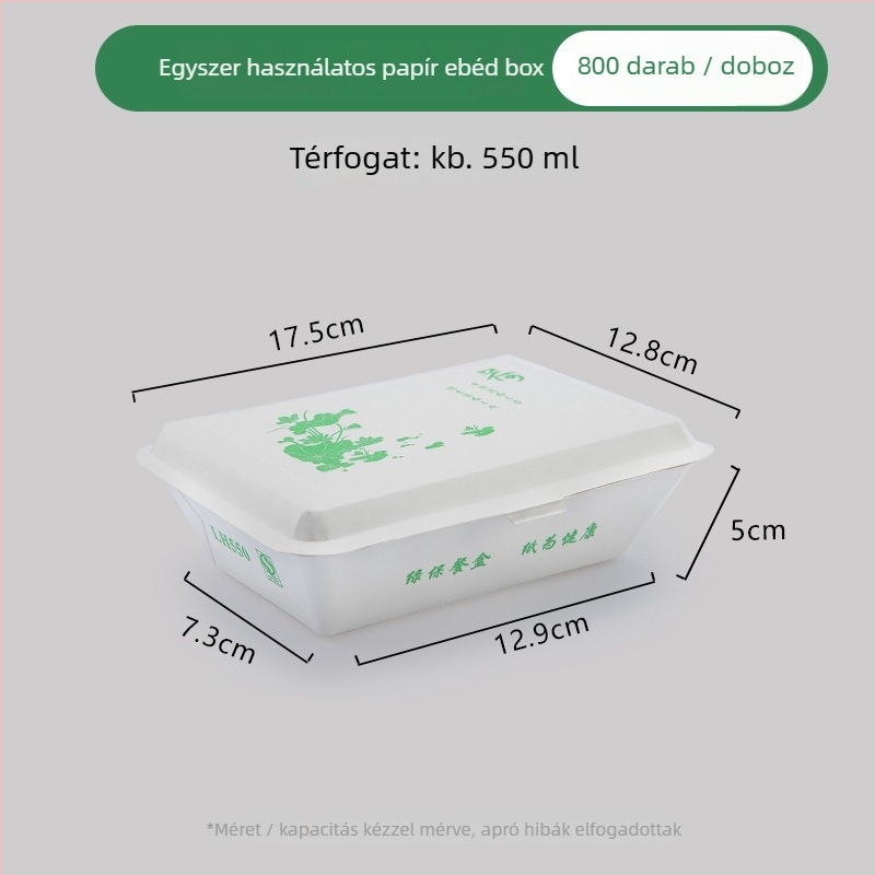 Egyszer használatos papírtálca ebédhez, téglalap alakú, olajálló, mikrohullámú sütőben nem használható