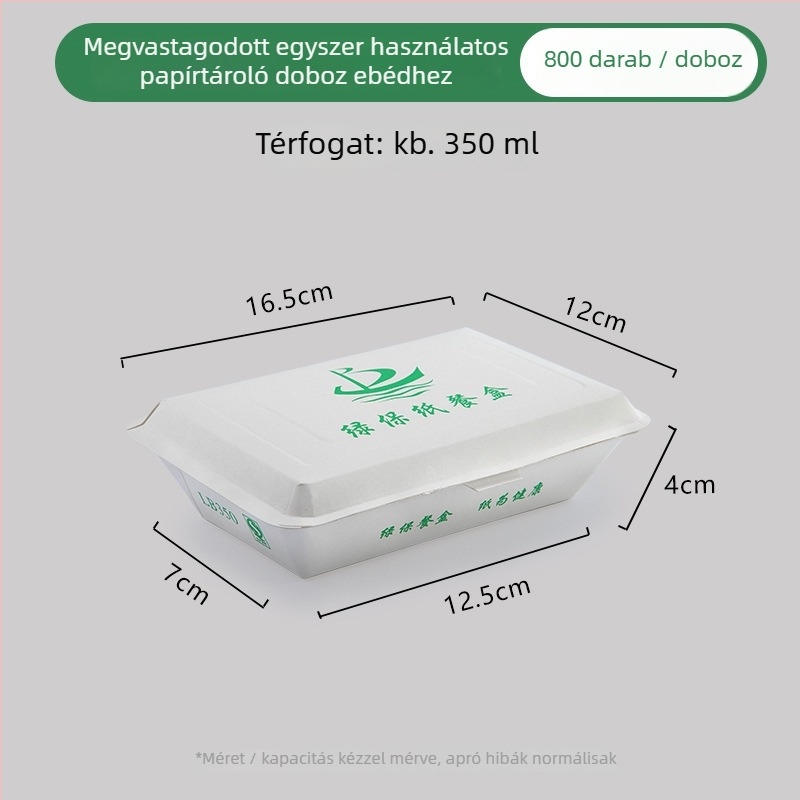 Egyszer használatos papírtálca ebédhez, téglalap alakú, olajálló, mikrohullámú sütőben nem használható