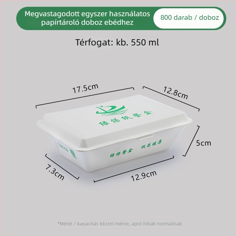 Egyszer használatos papírtálca ebédhez, téglalap alakú, olajálló, mikrohullámú sütőben nem használható