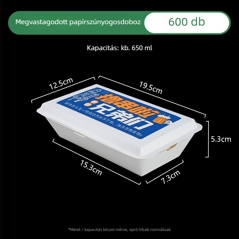 Egyszer használatos papírtálca ebédhez, téglalap alakú, olajálló, mikrohullámú sütőben nem használható