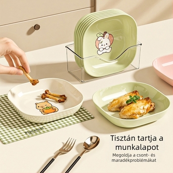 Műanyag négyszögletes tányér, 14–14,9 cm, aranyos stílus, háztartási használatra, gyümölcstál