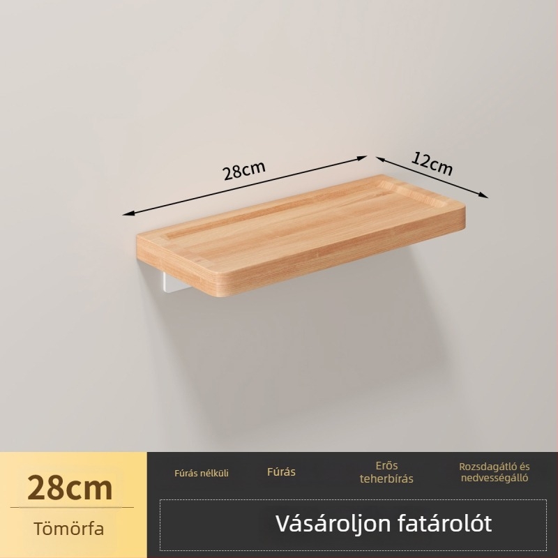 Bükkfa falra akasztható tároló, 1-szintű, többfunkciós konyha- és kozmetikai szervező