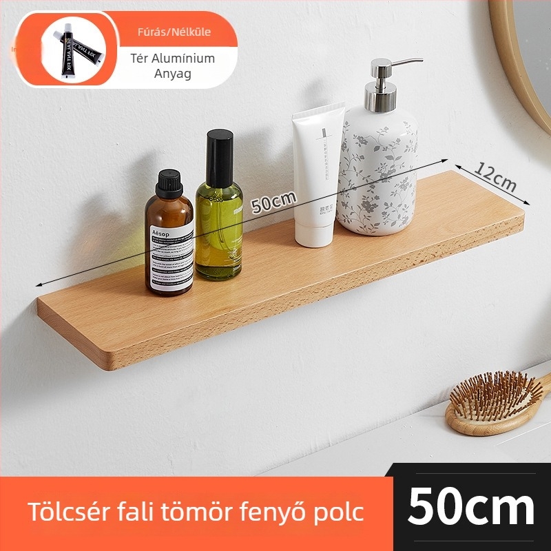 Bükkfa falra akasztható tároló, 1-szintű, többfunkciós konyha- és kozmetikai szervező