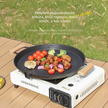 Kültéri grillserpenyő kempingezéshez és otthoni használatra, koreai stílusú, indukcióval kompatibilis, kétfunkciós