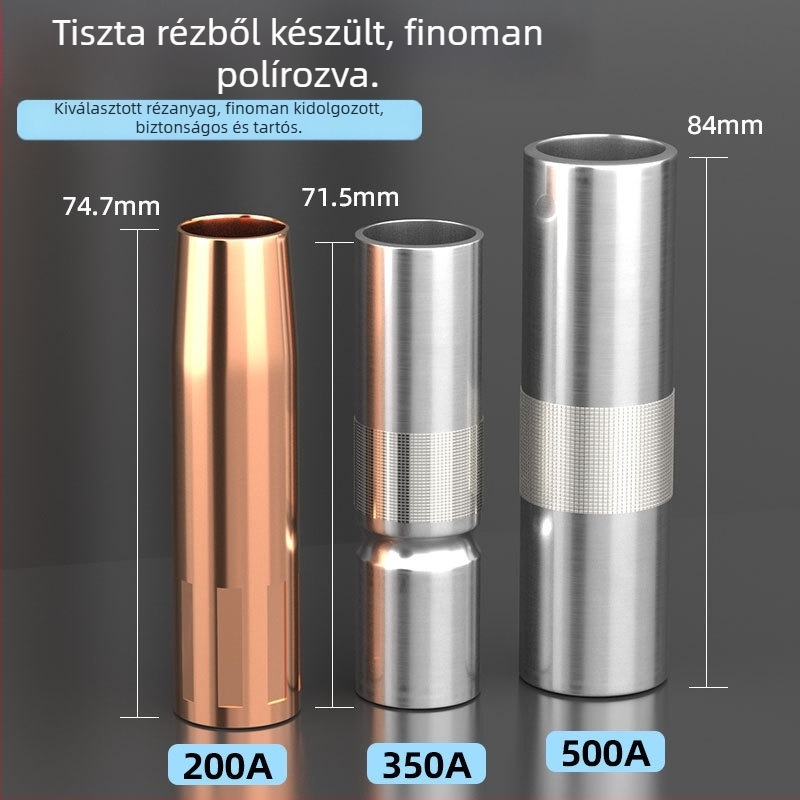 Shida réz védőduza hegesztőpisztolyhoz, bevonatos hüvely, 200A/350A/500A értékek