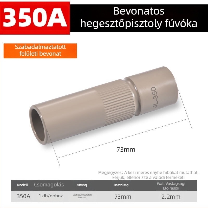 Shida réz védőduza hegesztőpisztolyhoz, bevonatos hüvely, 200A/350A/500A értékek
