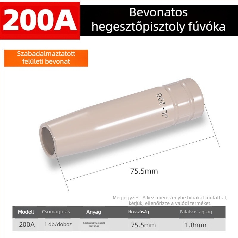 Shida réz védőduza hegesztőpisztolyhoz, bevonatos hüvely, 200A/350A/500A értékek