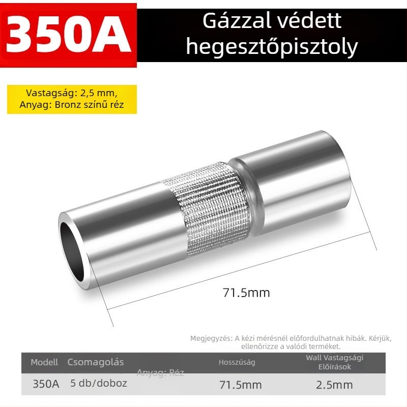 Shida réz védőduza hegesztőpisztolyhoz, bevonatos hüvely, 200A/350A/500A értékek