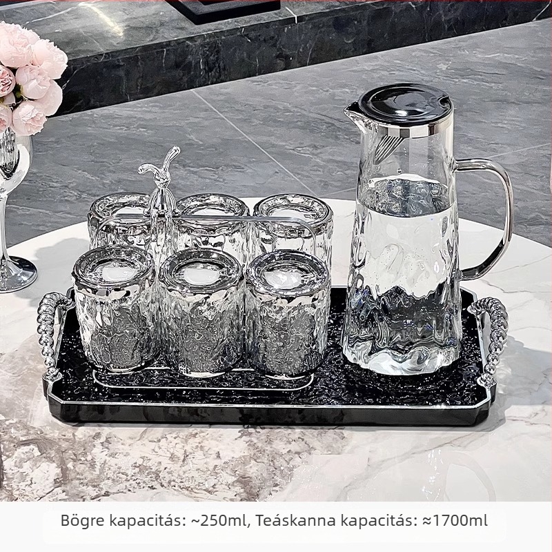 PP műanyag víz- és teáskészlet otthoni használatra, ajándéklogó nyomtatással, modern letisztult stílus, alkalmas gyümölcsléhez, tejhez, italokhoz и hideg vízhez