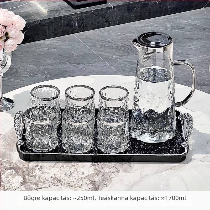 PP műanyag víz- és teáskészlet otthoni használatra, ajándéklogó nyomtatással, modern letisztult stílus, alkalmas gyümölcsléhez, tejhez, italokhoz и hideg vízhez