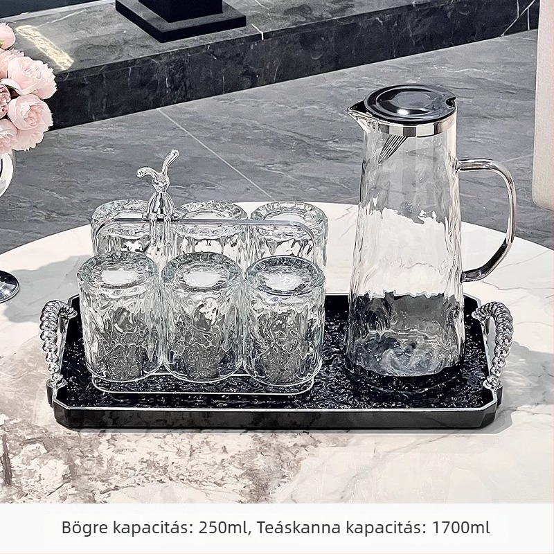 PP műanyag víz- és teáskészlet otthoni használatra, ajándéklogó nyomtatással, modern letisztult stílus, alkalmas gyümölcsléhez, tejhez, italokhoz и hideg vízhez