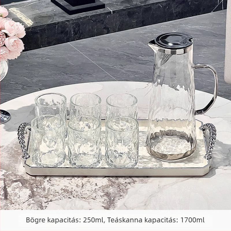 PP műanyag víz- és teáskészlet otthoni használatra, ajándéklogó nyomtatással, modern letisztult stílus, alkalmas gyümölcsléhez, tejhez, italokhoz и hideg vízhez