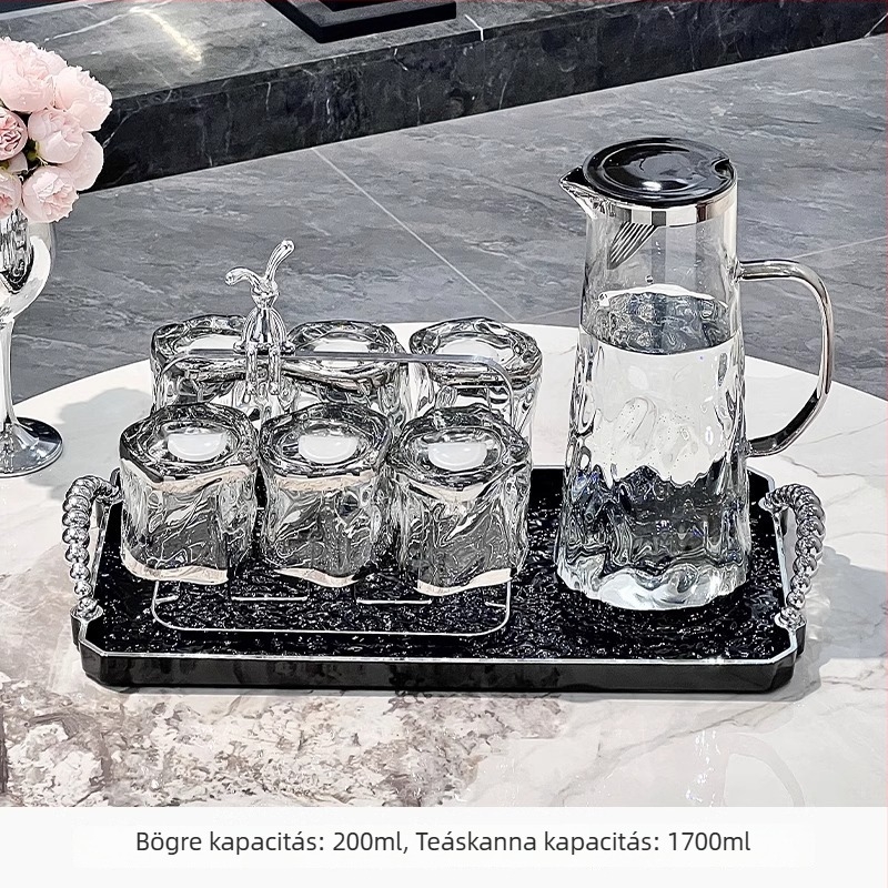 PP műanyag víz- és teáskészlet otthoni használatra, ajándéklogó nyomtatással, modern letisztult stílus, alkalmas gyümölcsléhez, tejhez, italokhoz и hideg vízhez