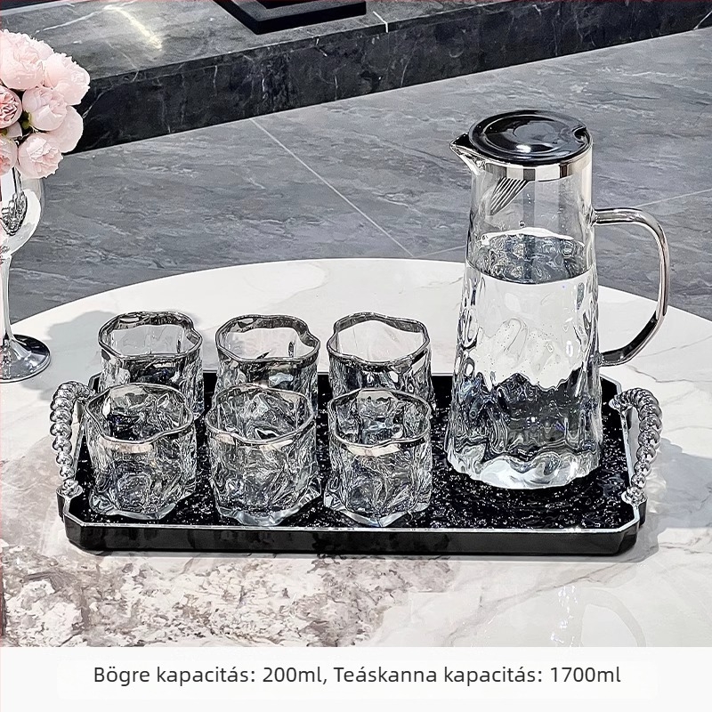 PP műanyag víz- és teáskészlet otthoni használatra, ajándéklogó nyomtatással, modern letisztult stílus, alkalmas gyümölcsléhez, tejhez, italokhoz и hideg vízhez