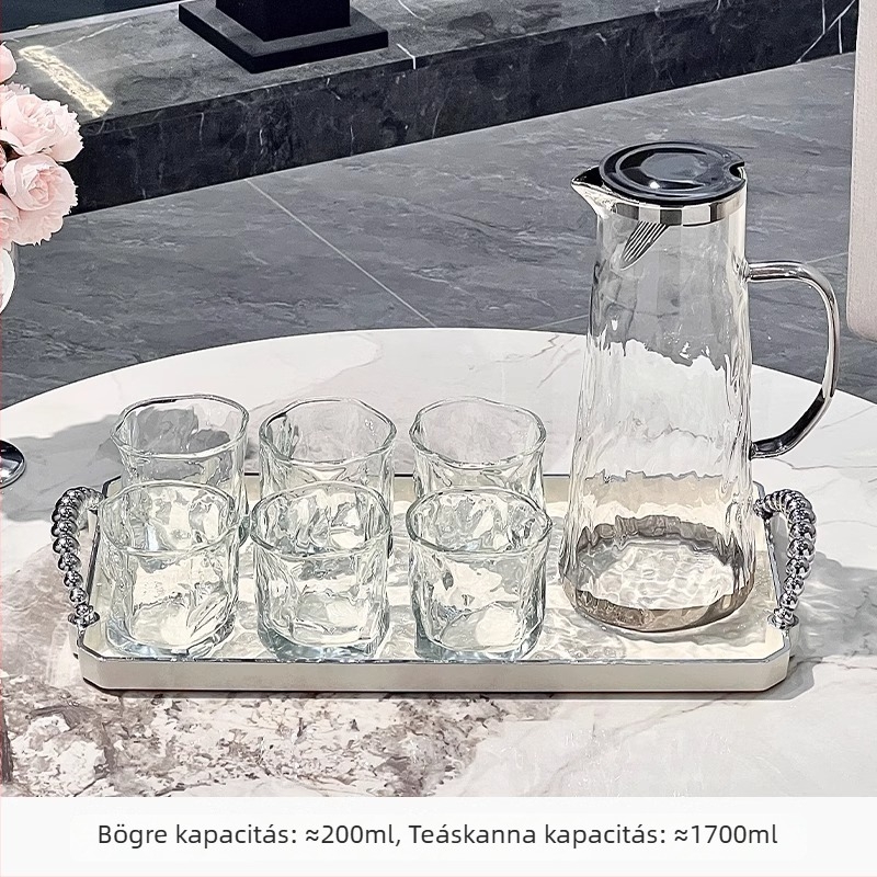 PP műanyag víz- és teáskészlet otthoni használatra, ajándéklogó nyomtatással, modern letisztult stílus, alkalmas gyümölcsléhez, tejhez, italokhoz и hideg vízhez