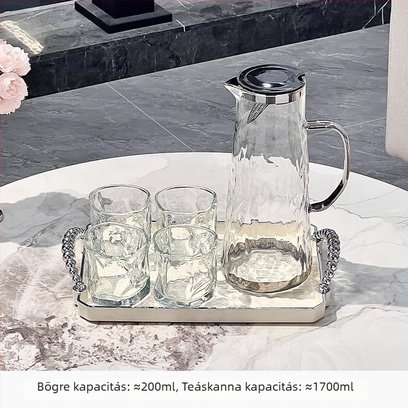 PP műanyag víz- és teáskészlet otthoni használatra, ajándéklogó nyomtatással, modern letisztult stílus, alkalmas gyümölcsléhez, tejhez, italokhoz и hideg vízhez