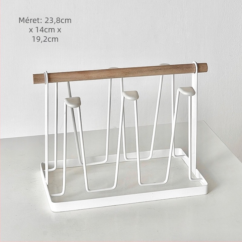 Barx Teáscsésze tartó állvány lecsöpögtető és tároló, függő üvegpohár tartó, modern egyszerű stílus, fúrás nélkül