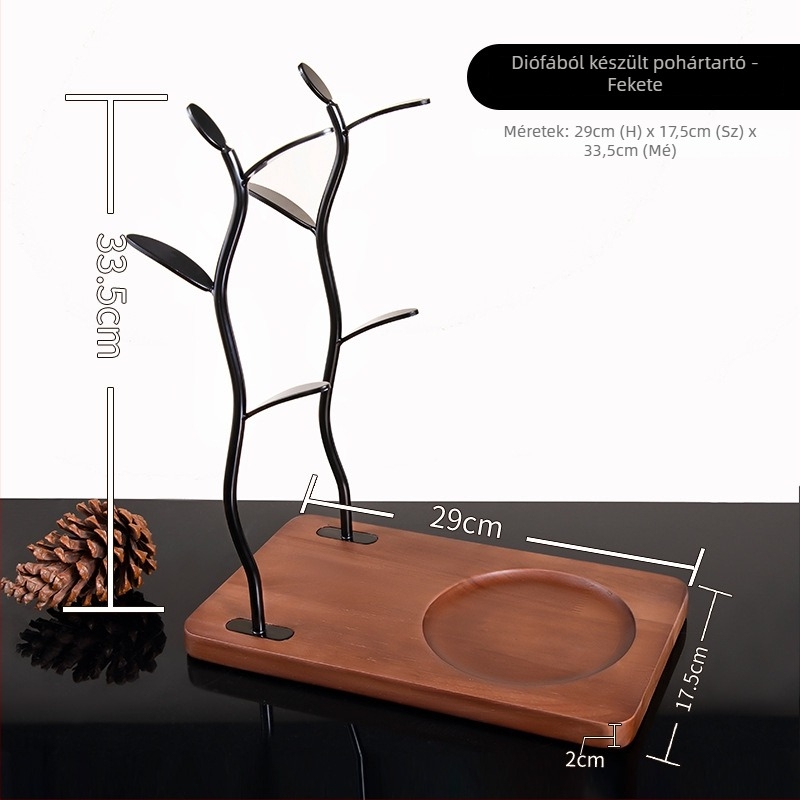 Pohártartó — faanyagú padlón álló kijelző polc, könnyű luxus retro stílus, modell Deer Cup Holder, 2025 nyári bevezetés.