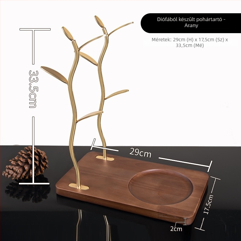 Pohártartó — faanyagú padlón álló kijelző polc, könnyű luxus retro stílus, modell Deer Cup Holder, 2025 nyári bevezetés.