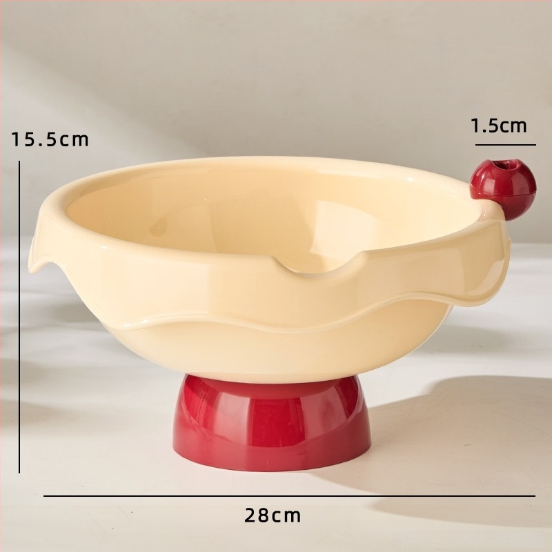 Otthoni gyümölcstál kettős rétegű leeresztő tálcával, műanyag gyümölcs- és magtálca (PET+PP; Gyümölcstál; 2025; Új kínai stílus; Egyszerű stílus)