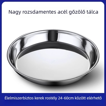 Rozsdamentes acél süteményes tál, kör alakú, mélyített és vastagított, csiszolt felület