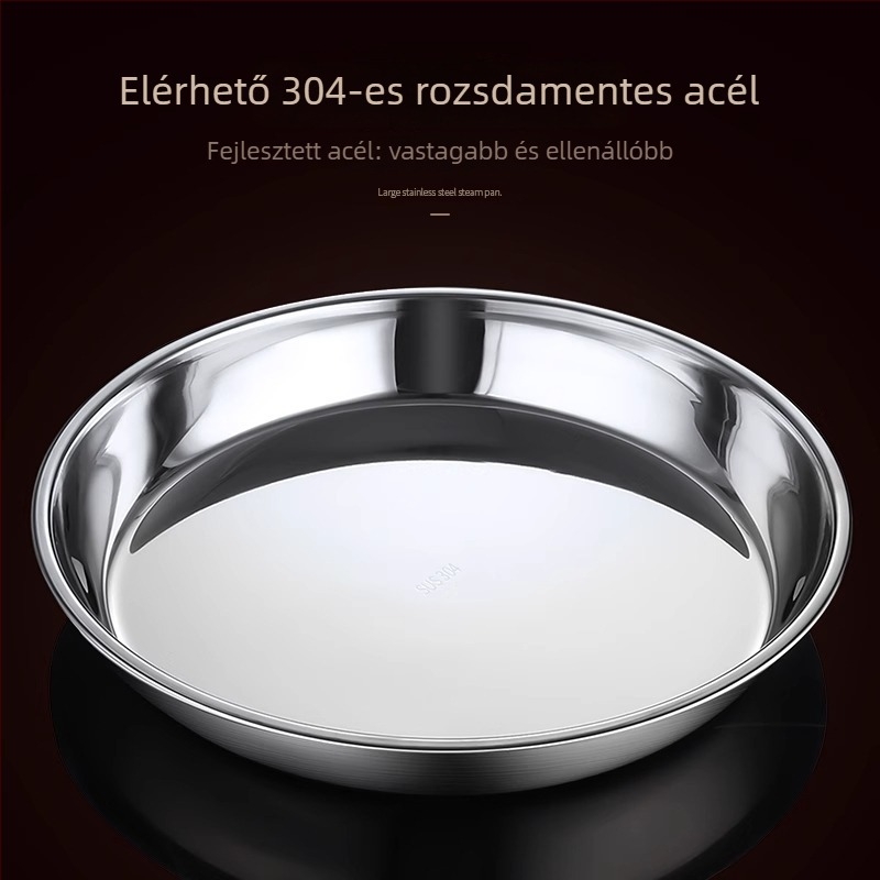 Rozsdamentes acél süteményes tál, kör alakú, mélyített és vastagított, csiszolt felület