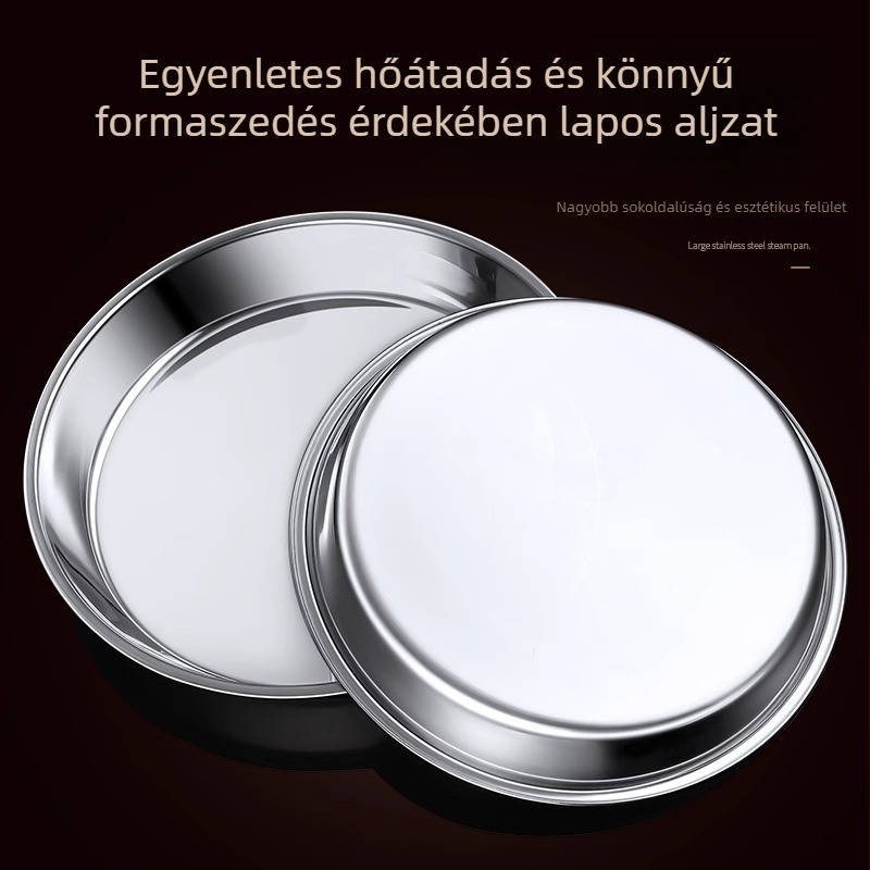 Rozsdamentes acél süteményes tál, kör alakú, mélyített és vastagított, csiszolt felület